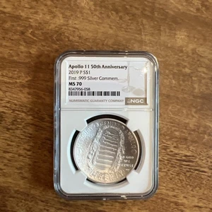 2019-P Apollo 11 50th Anniversary Commemorative Silver Dollar PF70 UCAM NGC - Picture 1 of 6