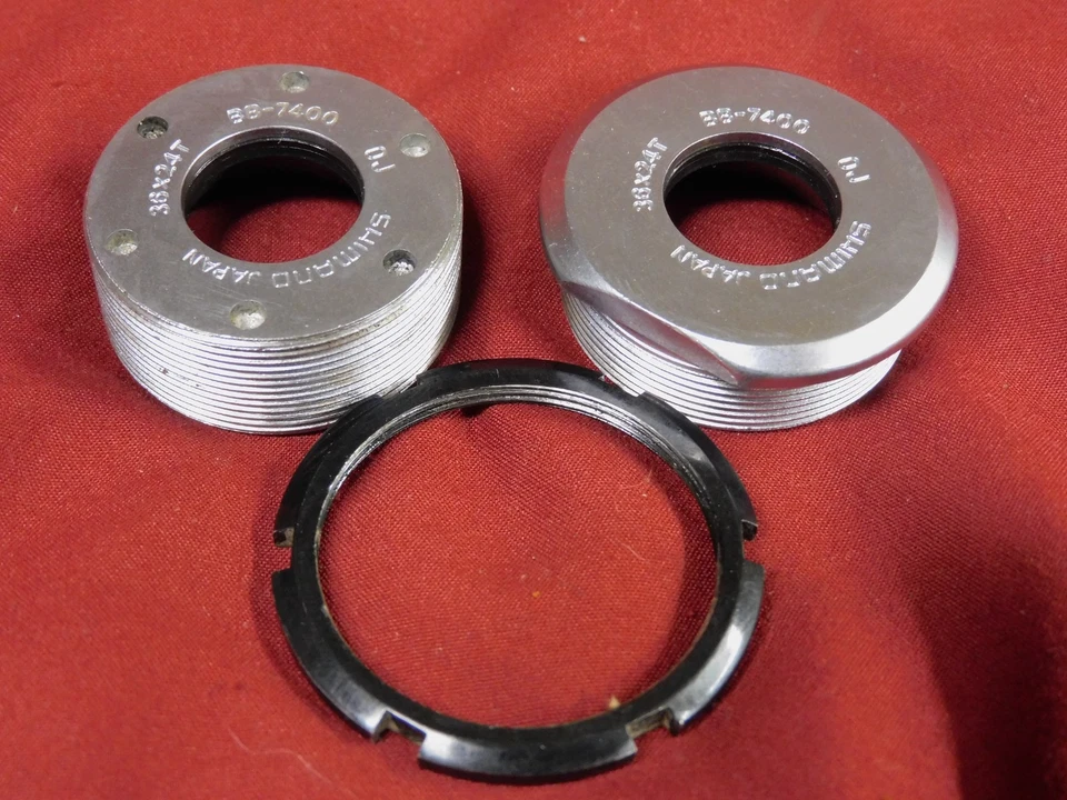 Shimano Dura-Ace Fixed & Adjustable BB-7400 Cups w/ Lockring Italian 36 x 24 - Image 1 of 4