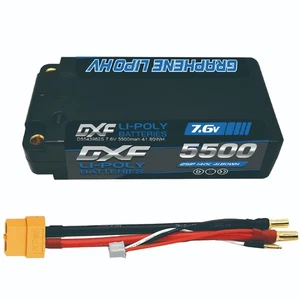 2x DXF 5500mAh 2S 7.6V 140C HardCase HV Shorty 1/8 Buggy ULCG 5MM Lipo - Picture 1 of 7