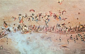 Dadeville Alabama "Schlacht" von Hufeisenbogen Vintage Postkarte - Bild 1 von 2