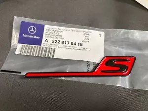 Mercedes Benz AMG S Letter Trunk Emblem Badge GLE GTS C63S GT63S GLC63S E63S - Picture 1 of 1