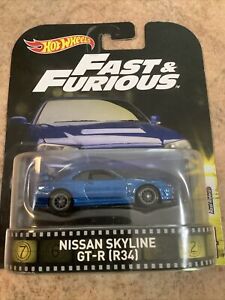 Hot Wheels Fast & Furious Nissan Skyline GTR R34 Retro Entertainment