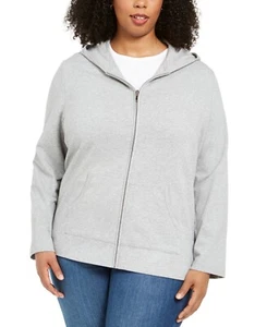 Karen Scott Plus Size Zip-up Hoodie Smoke Grey Heather SZ 2X - Picture 1 of 3