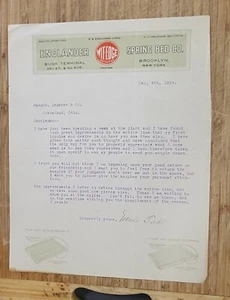 1914 Letterhead New York City The Englander Spring Bed Company - Picture 1 of 1