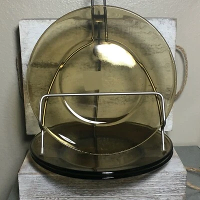 Lot of 3 Anchor Hocking Dinner Plates Presence Mocha Glass 10" 94628 MN USA Made - Image 1 of 4