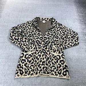 J Crew Jacket Womens Extra Small Brown Leopard Print Sweater Blazer AS303 - Picture 1 of 12