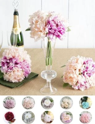 11" tall Silk Artificial Peony Flowers 12 Bouquets Wedding Party Centerpieces - Image 1 of 4
