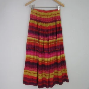 Vtg Chelsea Jones Womens S Pink Purple Orange Boho Tie Dye Midi Skirt Sz 8 - Picture 1 of 8