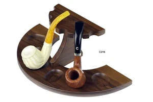PIPE HOLDER POGGIAPIPA MEZZALUNA PER 6 PIPE LEGNO MASSELLO DI NOCE LUBINSKI C216 - Picture 1 of 1