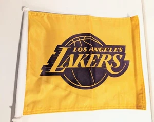New ๐๐Los Angeles Lakers Car Flag NBA Window Mount Yellow And Purple - Picture 1 of 3