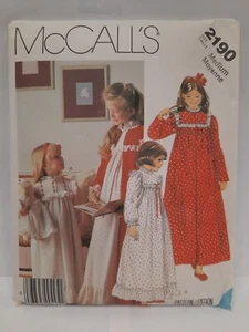McCall's P921 2190 Girls' Nightgown Robe & Matching Doll Nightgown Size Medium - Picture 1 of 8