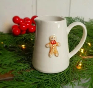 Gisela Graham Small Milk Cream Mini Jug Vase - Christmas Gingerbread Man - Picture 1 of 1