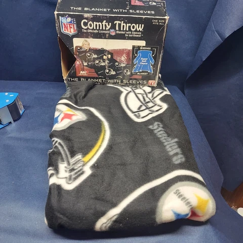 Pittsburgh Steelers NFL Licensed Fleece Throw W/Fitted Sleeves Original Box Cover