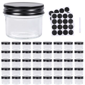 4oz Straight Sided Clear Glass Jars (40 pack) Airtight Cosmetic Jars - Picture 1 of 12