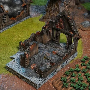 Villagers House Ruined-Kingdom of Saxonia-Rohan 28mm Tabletop Terrain LOTR MESBG - Picture 1 of 5
