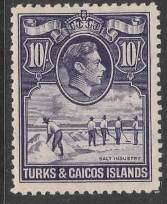 Turks & Caicos Is MINT GVI 1938-45 10 bright violet sg205 - Image 1 of 2