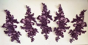 Bundle 5pcs Purple Floral Lace Applique Embroidered Lace Motif Patch For Sewing - Picture 1 of 6