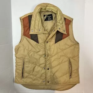 Vintage 70s Sears Men’s M Brown Retro Puffer Vest Insulated - Picture 1 of 9