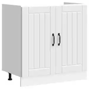 vidaXL Sink Base Cabinet Lucca White Engineered Wood BMG - Picture 1 of 10