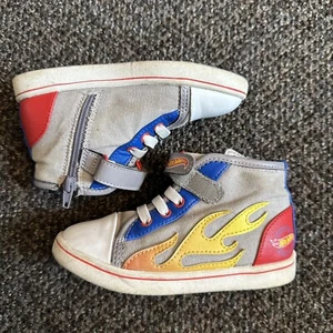 Boys Hot Wheels High Top Shoes Sneakers RARE Size 8m Converse Zipper - Picture 1 of 7