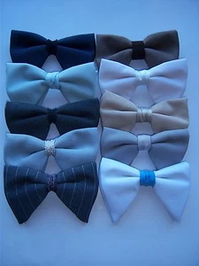 BOWTIES AÑOS 70 - GRIS A RAYAS, BLANCO, PLATA, DENIM, AZUL LT., GRIS, ARENA Y MARRÓN - Imagen 1 de 12