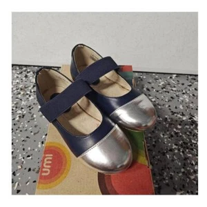 UMI Elaina Flats Mary Jane Blue Silver Toe Elastic Strap Ballet EU 27 US 11.5 - Picture 1 of 7