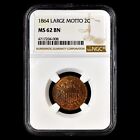 1864 2 CENT PIECE  NGC MS 62 BN  2C UNCIRCULATED LARGE MOTTO COIN TRUSTED