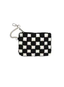 Bolso Llavero a Cuadros Blanco y Negro 3.5" x 5" Negro Living Moda Real Nuevo - Imagen 1 de 3