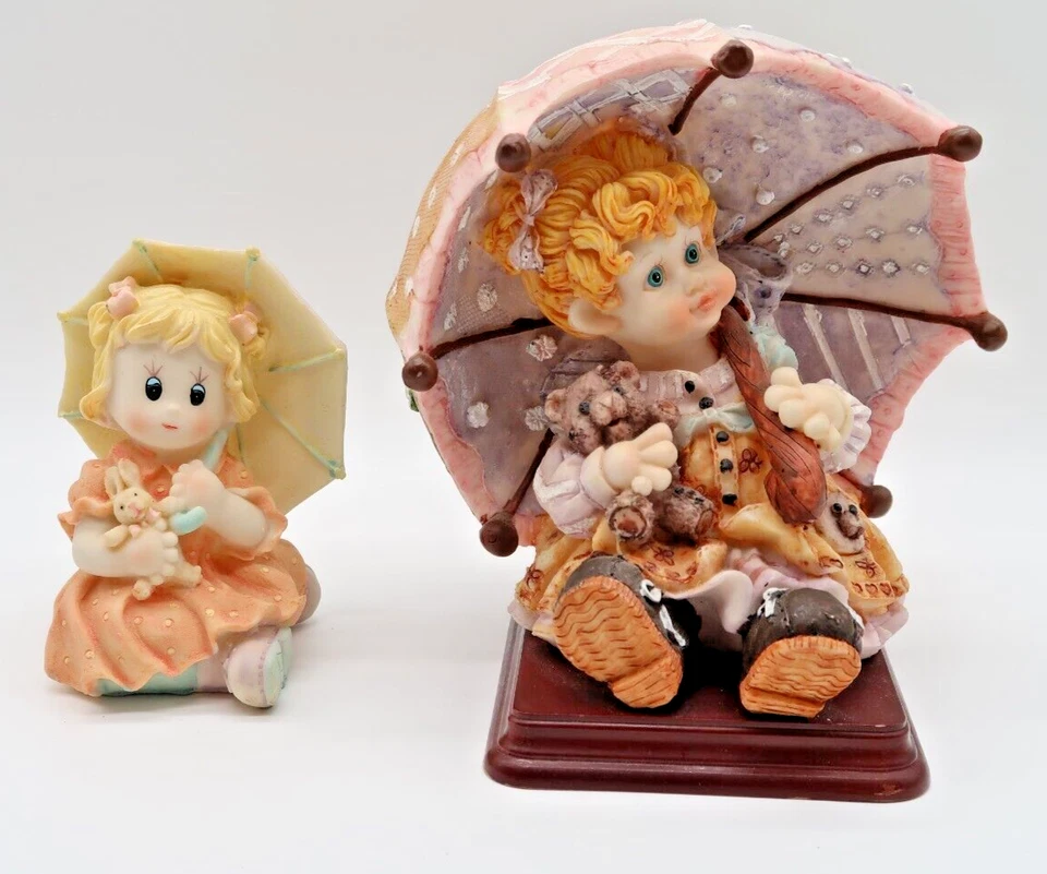 Bebé Niña Con Paraguas Bebé y Niña Con Paraguas Resina Estatuilla Niña 7" Foto 1 de 4