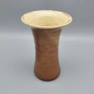 Vintage Zylinder Vase handgeworfen Keramik braun 5-1/4" - Bild 1 von 12