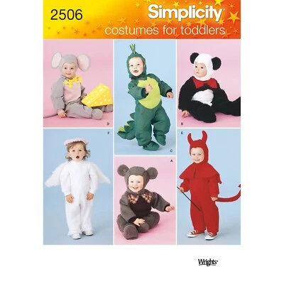 SIMPLICITY 2506 COSTUMES FOR TODDLERS Sewing Pattern Bear mouse Dragon Devil - Image 1 of 4