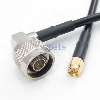 SMA male plug to N male right angle 90 degree RF LMR195 Low Loss Coax cable Lot - Image 1 of 4