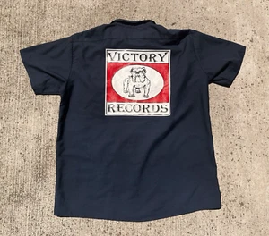Vintage 90s Victory Records Employee Mechanic Workers Shirt Hardcore Punk SXE XL - Bild 1 von 7