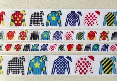 Kentucky Silks Horse Race derby grosgrain ribbon 5/8" 7/8" 1.5"  jockey - Image 1 of 4