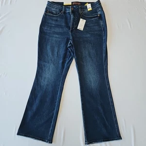 Judy Blue Damen dunkelblau hohe Taille kurze Schrittlänge Bootcut Größe 16W Neu mit Etikett - Bild 1 von 13