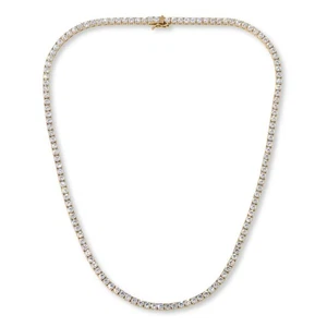 Collar de tenis de piedra redonda revestida de oro de plata esterlina absoluta, 17" - Imagen 1 de 3