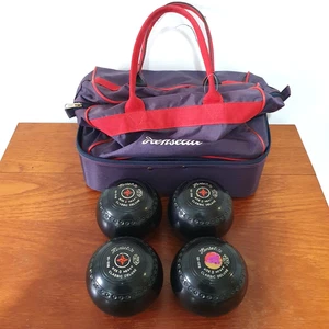 x4 Set Henselite Classic Deluxe Lawn Bowls Size 0 Heavy 0H Double Decker Bag - Picture 1 of 6
