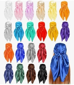 Large Silk Satin Scarf Head Square Wrap Neck Neckerchief Shawl Hair Scarf Hijab - Picture 1 of 1