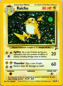 Raichu 016/130 Base Set 2 SWIRL Cosmos Holo - Pokemon TCG 2000 WOTC NM-LP - Picture 1 of 2