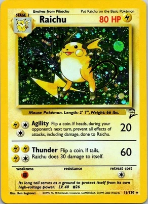 Raichu 016/130 Base Set 2 SWIRL Cosmos Holo - Pokemon TCG 2000 WOTC NM-LP - Image 1 of 2
