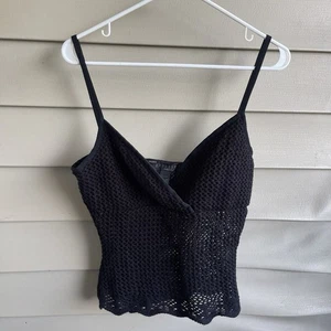 Vintage Express Crochet Tank Top Womens Large Y2K Babydoll Festival Beach Grunge - Picture 1 of 7