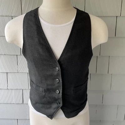 Chaleco Chaleco Vintage Reversible Gris Lana/Verde y Gris Paisley Elegante Foto 1 de 4