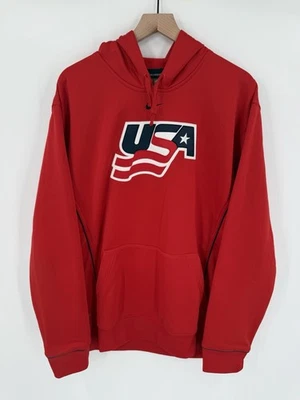 Sudadera con Capucha Nike Equipo de Hockey de EE. UU. Para Hombres Grande Roja Ajuste Térmico Pullover Polar Sudadera Foto 1 de 4