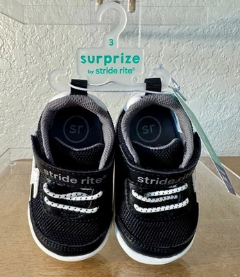 Surprize Stride Rite Shoes Baby Boys Shoes Size 3 Black Dwayne Sneakers - Image 1 of 4