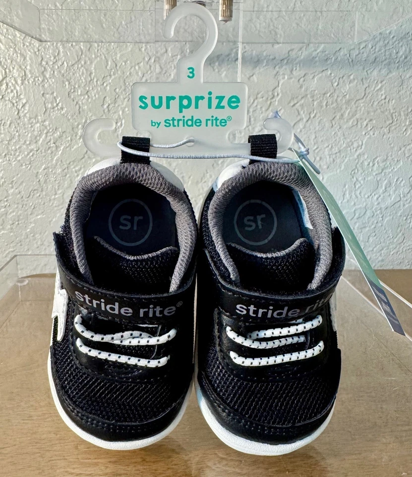 Surprize Stride Rite Zapatos Bebé Niños Zapatos Talla 3 Negro Dwayne Tenis Foto 1 de 4