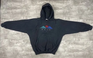 vintage 80s CRAZY SHIRTS VAIL HOODIE SWEATSHIRT MENS L PULLOVER COLORADO BLACK - Picture 1 of 8