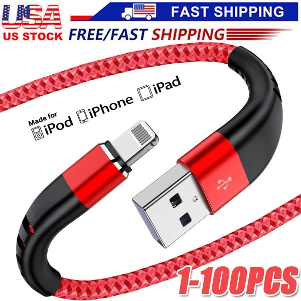 Cable Cargador Rápido Trenzado Resistente USB Lote Cable Para iPhone 14 13 12 11 X XR 8 Foto 1 de 4