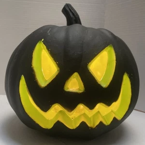 Halloween light Pumpkin Black/Green (RARE) - 10” - Picture 1 of 8