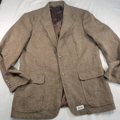 Blazer Polo Ralph Lauren Para Hombres Espiga Tweed Talla L Marrón Mezcla de Lana DE COLECCIÓN LEER Foto 1 de 4