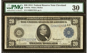Fr. 979a $20 1914 Federal Reserve Note PMG VF30 - Picture 1 of 2